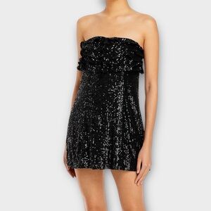 FREE PEOPLE NWT Frida Ruffled Sequined Dress OB1403274 Size 8 Little Black Dress